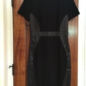 Antonio Melani Leather and Knit Dress-Black-Size 4